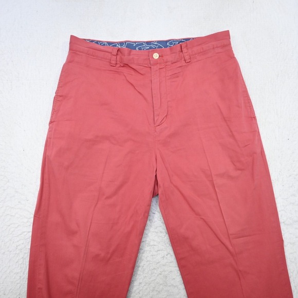 Vineyard Vines Whale Chino Pants Salmon Flat Front Mens Size 32 x 30 - Picture 5 of 8